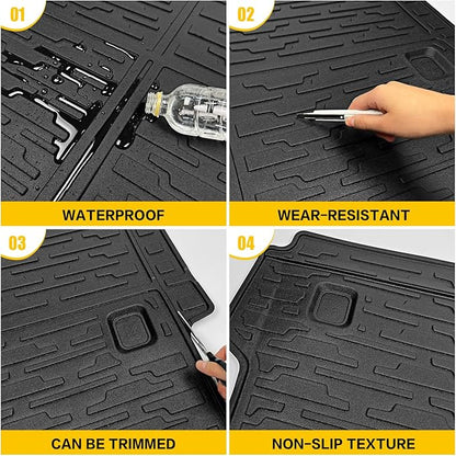 Trunk Mat with Net for 2018-2025 Jeep Wrangler JL Unlimited 4X4 Accessories All Weather Protection Rear Trunk Liner Cargo Net for 18-25 JL JLU Gas Type 4 Door(Not for 4XE)