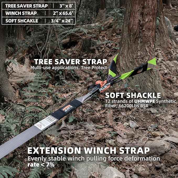 ALL-TOP Recovery Pack Extreme 11in1: Water-Resist Offroad Gear Bag with Recovery Strap Kit(3), Damper, 2 Soft Shackles, SK Hitch Mount, Forged Pulley, Deflator & Gloves