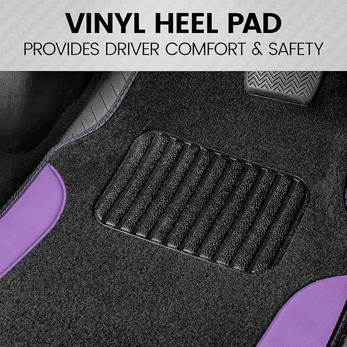 BDK PolyPro Purple Car Seat Covers Full Set with 4-Piece Car Floor Mats - Two-Tone Fits Most Seat Covers for Cars with Carpet Floor Mats, Seat Protector Interior Accessories for Auto Truck SUV