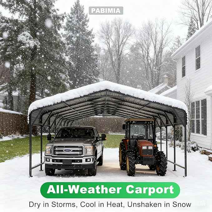 20x40 FT Heavy-Duty Metal Carport, Outdoor Galvanized Steel Shelter for Pickup Trucks, Motorcycles, Boats, Cars & Tractors