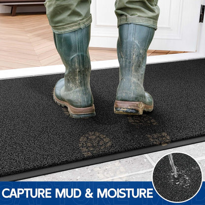 Sturdy Front Door Mat, 48" x 24" Heavy Duty Indoor Outdoor Doormat for Entryway, Fade Resistant, Waterproof Low Profile Entry Mat, Non Slip Welcome Mat for Outside Entrance, Patio, Home