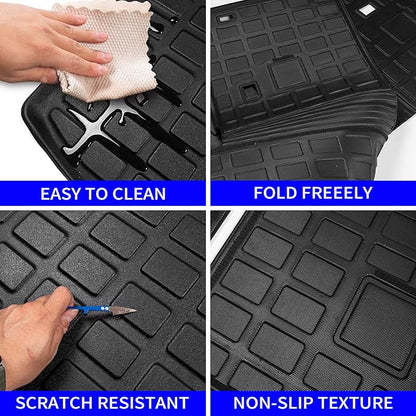 Rongtaod Cargo Mat Compatible with 2020-2025 2026 Ford Explorer 6&7 Passenger Cargo Liner Trunk Mat Back Seat Cover Protector Upgrade 2024 Explorer Accessories (Trunk Mat with Backrest Mat)