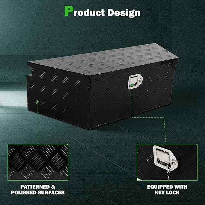 SCITOO 39 Inch Aluminum Truck Bed Tool Box,Diamond Plate Heavy Duty Crossover Storage for Most Full Size Pickups,Lockable Weatherproof Chest,Fits 39" Truck Beds,Easy Access to Load and Unload