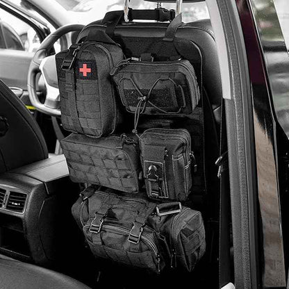Tactical Car Seat Back Organizer,Back Seat Organizer with 5 Detachable Molle Pouches,Molle Panel Organizer Fits for Vehicel Such as Jeep,Truck,SUV, Car
