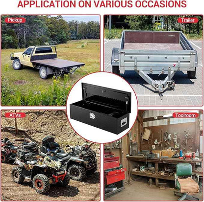 48 in Aluminum Truck Tool Box, Truck Bed Storage Box with Security Lock and Wider Handles, Heavy Duty Waterproof Tool Box Organizer Chest for Pick Up Truck Rv Trailer - Black