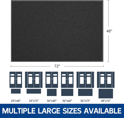 Sturdy Front Door Mat, 72" x 48" Heavy Duty Indoor Outdoor Doormat for Entryway, Fade Resistant, Waterproof Low Profile Entry Mat, Non Slip Welcome Mat for Outside Entrance, Patio, Home