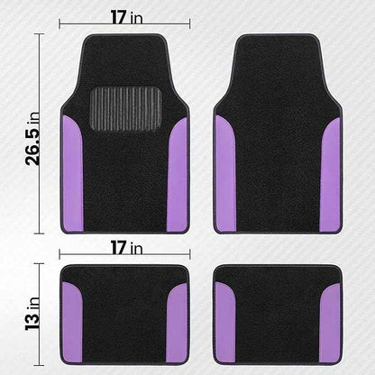 BDK PolyPro Purple Car Seat Covers Full Set with 4-Piece Car Floor Mats - Two-Tone Fits Most Seat Covers for Cars with Carpet Floor Mats, Seat Protector Interior Accessories for Auto Truck SUV