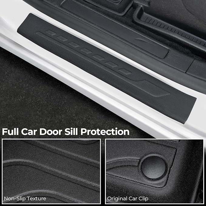 Floor Mats for Ford Edge 2015-2024, All Weather Floor Mats Trunk Cargo Liner with Backrest Protectors and Door Sill Guards Accessories, Full Coverage Set