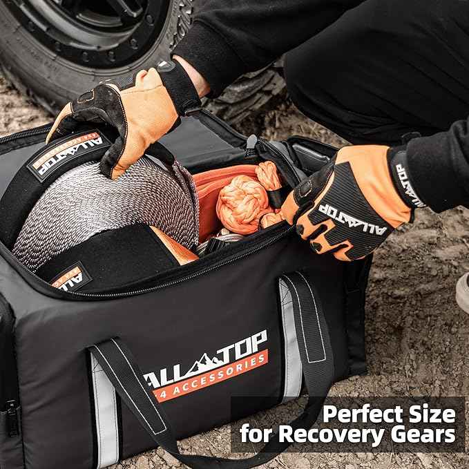 ALL-TOP Recovery Pack Bag, Water-Resist Tool Organizer for Offroad Gear & Overland Equipment, Standing Zippered Waterproof Storage Tote, Black Empty