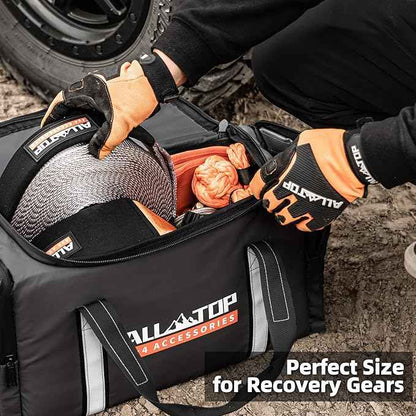 ALL-TOP Recovery Pack Bag, Water-Resist Tool Organizer for Offroad Gear & Overland Equipment, Standing Zippered Waterproof Storage Tote, Black Empty