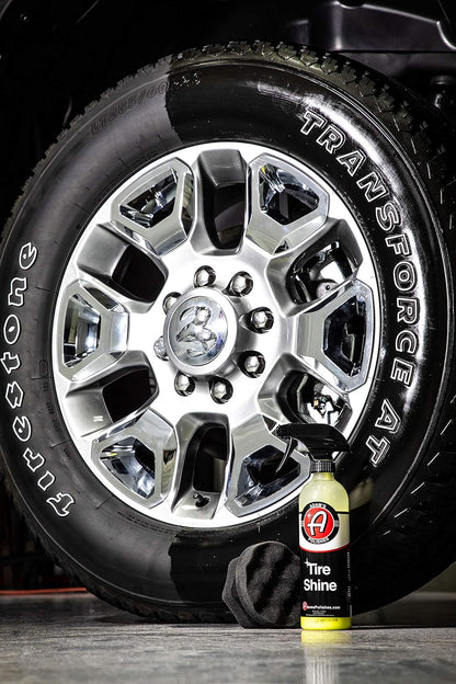 Adam's SiO2 Infused Tire Shine Plus 16oz - Achieve a Lustrous, Dark, Long Lasting Shine - Non-Greasy and No Sling Formulation Infused with SiO2 for Increased a Longer, Durable Shine (Refill Kit)
