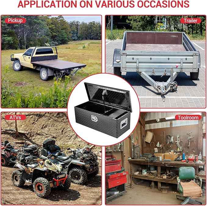 Garvee 30 Inch Truck Bed Tool Box, Heavy Duty Aluminum Pickup Tool Chest with Sliding Shelf, Waterproof & Rust-Resistant Storage Organizer for Truck, RV, Trailer, Black