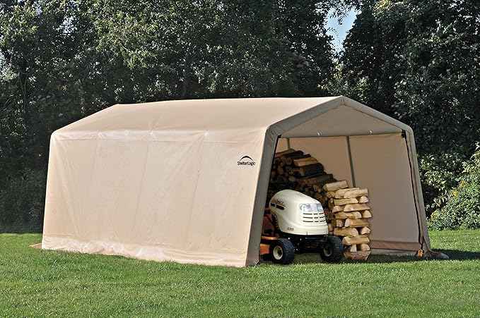 ShelterLogic Peak Style Roof Instant Garage Carport Car Canopy with Steel Frame and Waterproof UV-Treated Cover