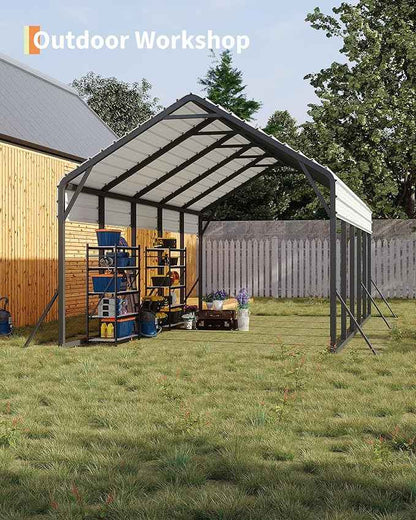 GarveeLife 13x26x11 Ft Oversized Metal Carport, Steel Heavy Duty Car Ports for All-Weather, Tall Carport for Full-Size Pickup Trucks, Boats, and Tractors