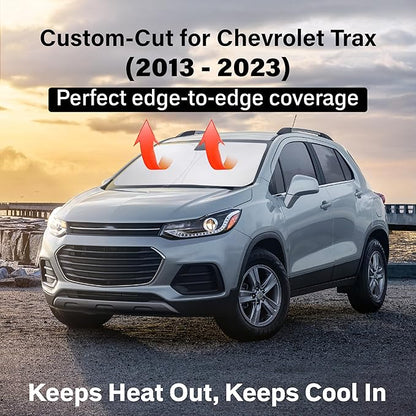 EcoNour Windshield Sun Shade Compatible for Chevrolet Trax 2013–2023 | SUV Front Window Sunshade | Foldable Sun Visor Protector | Blocks UV Rays & Reduces Interior Heat