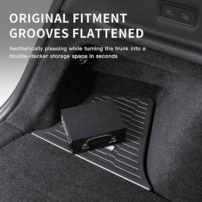 2PCS for Tesla Model 3 Highland 2024 2025 Trunk Organizer Trunk Storage Bins with Lid TPE Waterproof Trunk Storage Box for Model 3 highland Interior Accessories