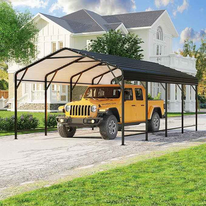 Polar Aurora 12x20 FT Metal Carport, Heavy Duty Car Port Canopy with Galvanized Reinforced Frame, Outdoor Car Garage Shelter for Car, Boats and Truck