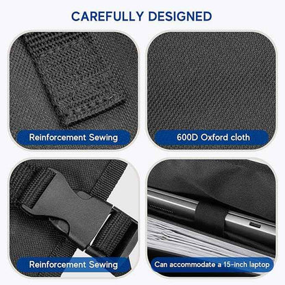 YOOFAN Universal Front Seat Organizer for Car & Truck - Black 600D Oxford Fabric with Tablet Sleeve, Cup Holders & Multi-Compartment Storage | Ideal for SUV, Work Truck, Mobile Office & Travel Use