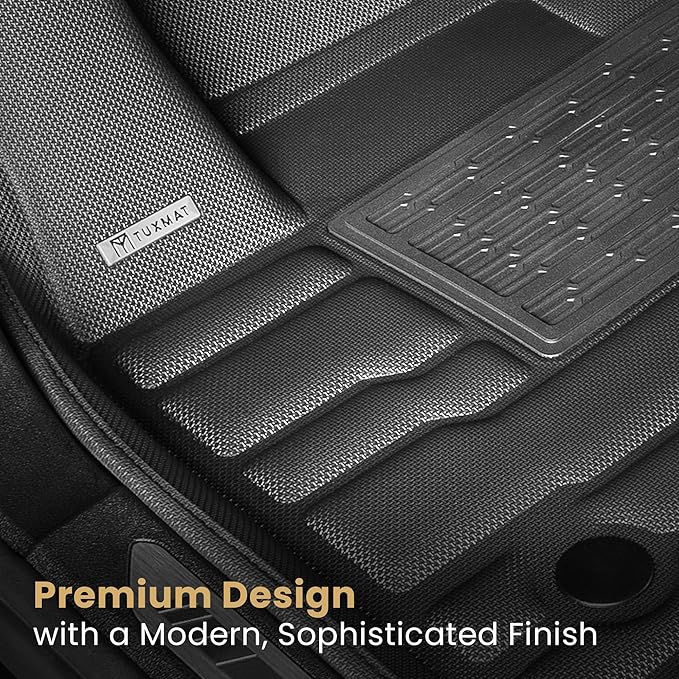 TuxMat - for Tesla Model Y 5-Seater 2026 Models - Custom Car Mats - Maximum Coverage, All Weather, Laser Measured - This Full Set Includes 1st and 2nd Rows