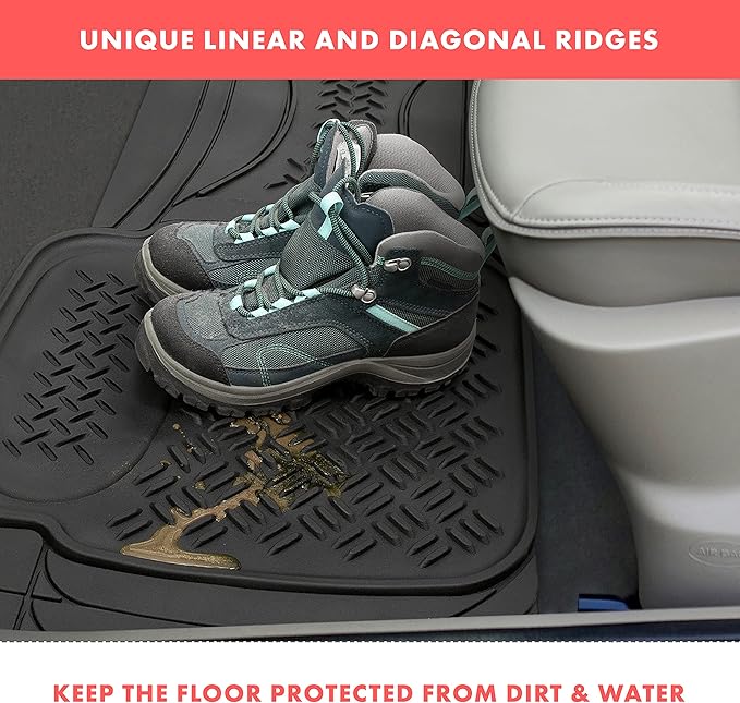 Heavy Duty Black Rubber Car Floor Mat by Vaygway –Automotive Rear Universal 1 Piece Runner Mat -Trimmable Rubber Liner Rug– Back Seat Liner – All Weather Protection for Car, Truck Van SUV
