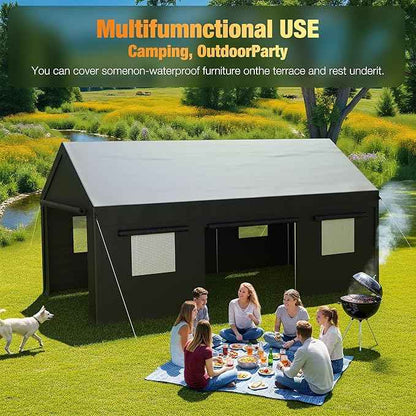Polar Aurora 12x20 FT Heavy Duty Carport with All-Season Tarp, Portable Garage Tent with Roll-Up Windows & Side-Opening Door, Enclosed Car Port Canopy with Galvanized Frame for Car, SUV, Truck, Boat
