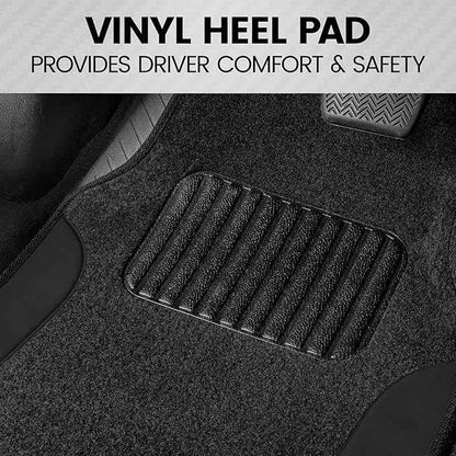 BDK PolyPro Black Car Seat Covers Full Set with Matching Carpet Floor Mats - Automotive Seat Covers for Cars Trucks SUV - Includes Split Bench Rear Seat Cover - Interior Car Accessories