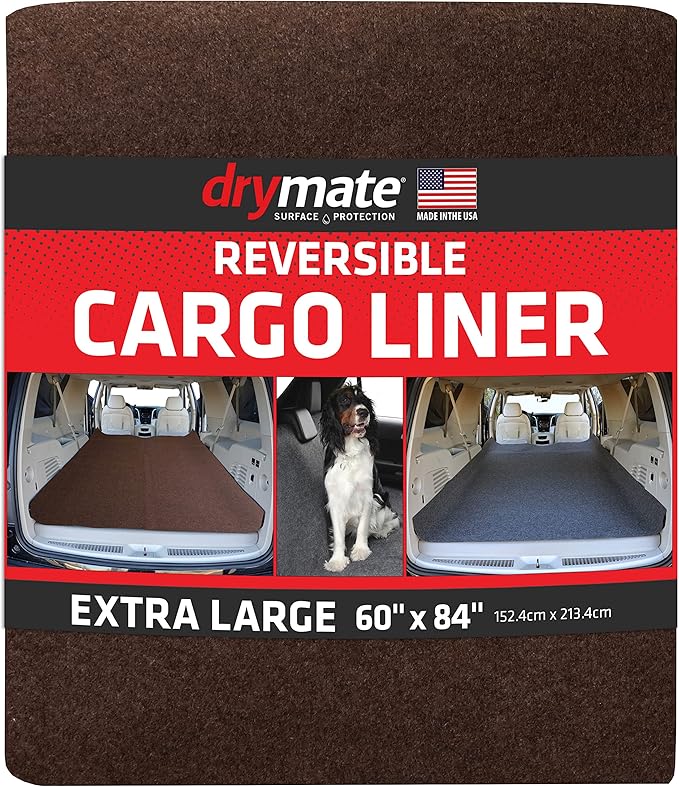 Drymate Premium Reversible Cargo Liner Mat (Brown/Charcoal), (60” x 84”), Seat Cover/Trunk Liner - Absorbent/Waterproof/Durable - Vehicle Protection Mat for SUVs, Trucks, Vans, Cars, Dogs (USA Made)