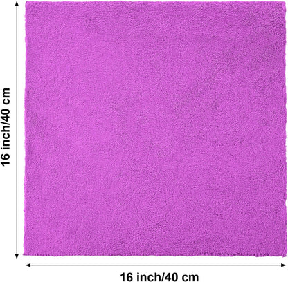 Shimeyao 30 Pcs Edgeless Microfiber Plush Towels for Cars Detailing Drying Wash Polishing Absorbent Cleaning Cloths, 500 GSM, 16 x 16 Inch(Purple)