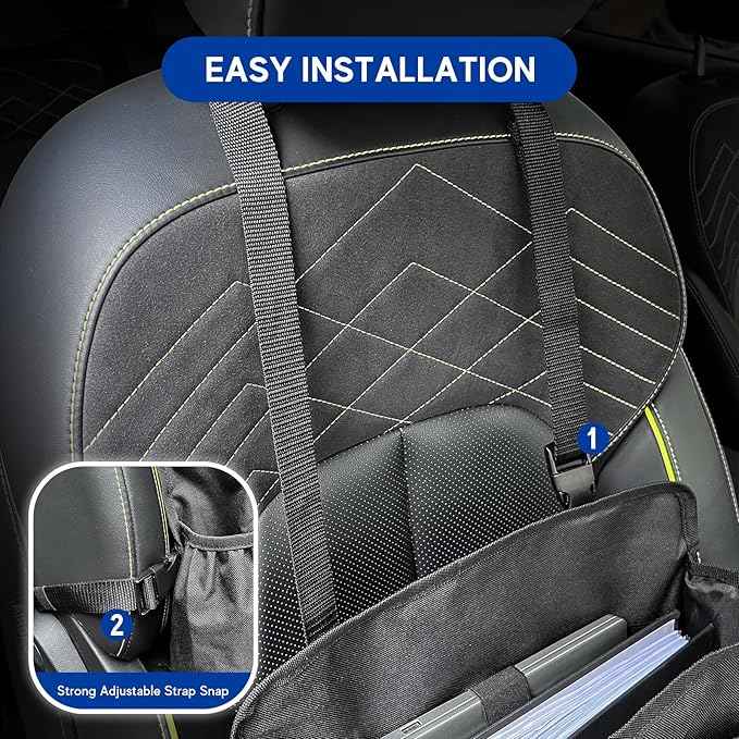 YOOFAN Universal Front Seat Organizer for Car & Truck - Black 600D Oxford Fabric with Tablet Sleeve, Cup Holders & Multi-Compartment Storage | Ideal for SUV, Work Truck, Mobile Office & Travel Use