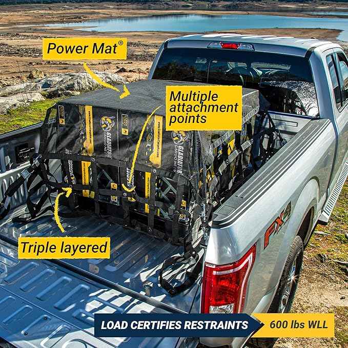 Gladiator Cargo GearSafetyWeb Cargo Net - Heavy Duty, Truck Bed Organizer- Bed Cover-tie Down-Adjustable- Trailers, Camping-Large (LSW-100) 8.75' x 10'