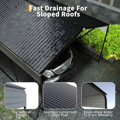 10x15 FT Metal Carport, Heavy Duty Carports Canopy with Galvanized Steel Frame & Roof, Outdoor Garage Car Port for All-Weather, Outdoor Galvanized Shelter for Car, Boats and Truck