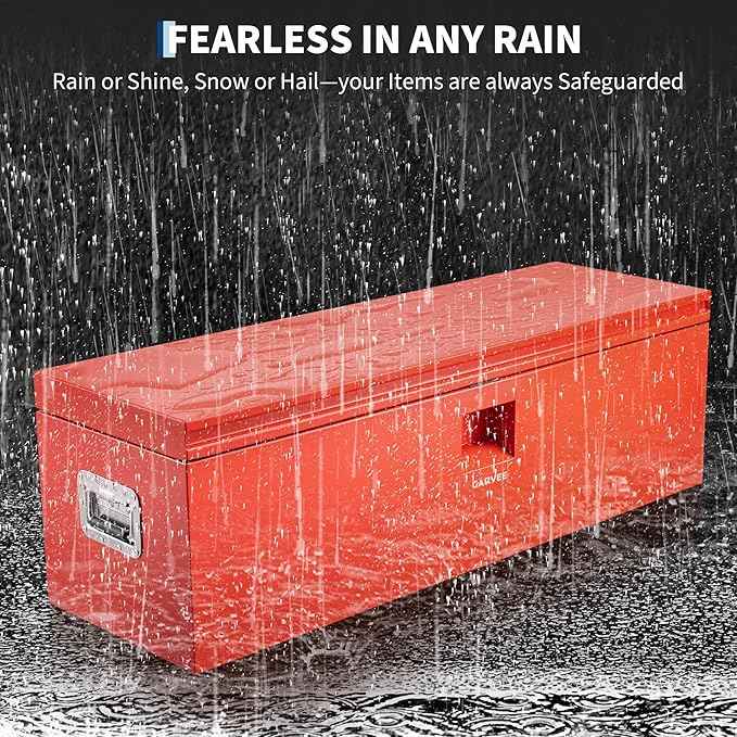 Garvee Steel Truck Tool Box Heavy Duty Truck Bed Toolbox w/Dual Lids, Lockable & Weatherproof, Fits for Pickup, Truck Bed, RV, Trailer