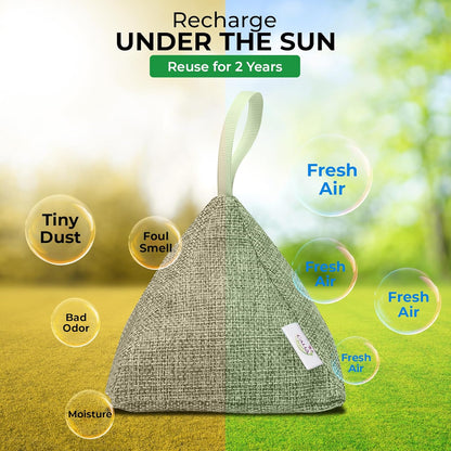 4 Pack Bamboo Charcoal Air Purifier Bags 200 Grams Each - Odor Absorber & Eliminator for Home, Car, Pets, Activated Charcoal Natural Freshener, Eco-Friendly & Reusable (Designer Colors)