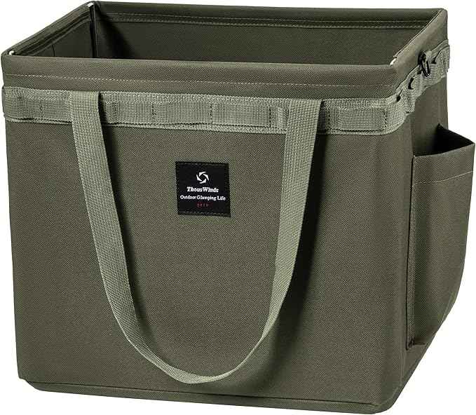 Thous Winds Tactical Camping Storage Bag, 30L Collapsible Multifunctional Storage Toolbox, for Outdoor Camping Picnic Car Trunk Organizer, Olive Green