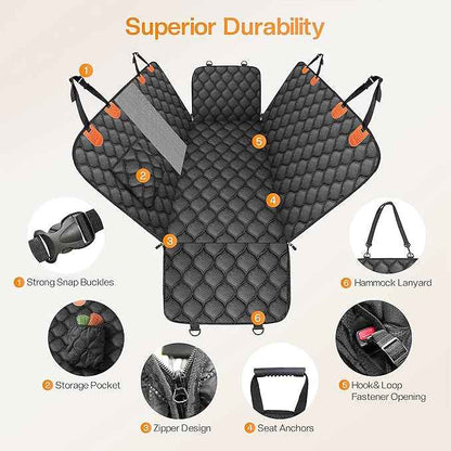 Dog Car Seat Cover for Back Seat, XL Heavy Dog Seat Cover, 100% Waterproof Scratch Proof Nonslip Dog Hammock for Car, Pet Back Seat Covers for Cars