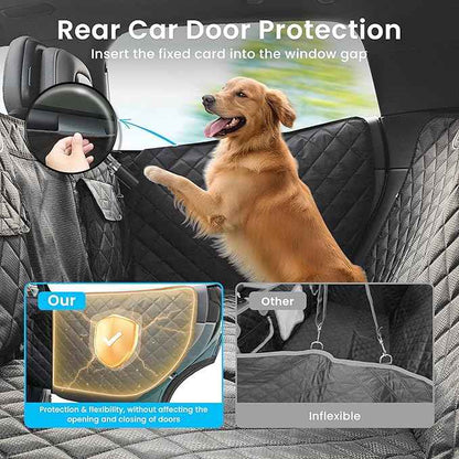 Dog Car Seat Cover for Back Seat, Hard Bottom Back Seat Extender for Dogs with Door Protector, Anti Scratch, Waterproof & Non-Slip Dog Backseat Cover for Small Mid Cars, SUVs & Trucks, Holds 450Lbs