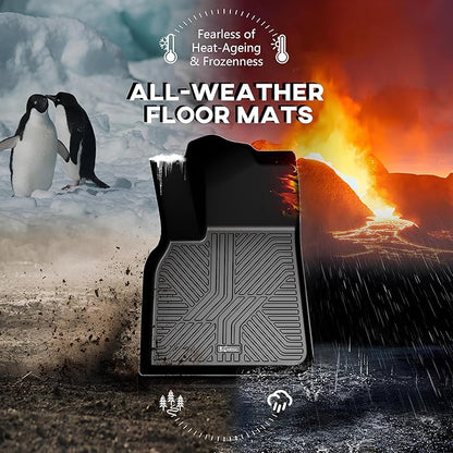 KARPAL Floor Mats for Tesla Model Y 2021-2024 5-Seater (Not Fit 7 Seats), All Weather TPE Floor Liners 1st & 2nd Row, Model Y Accessories 3PCS