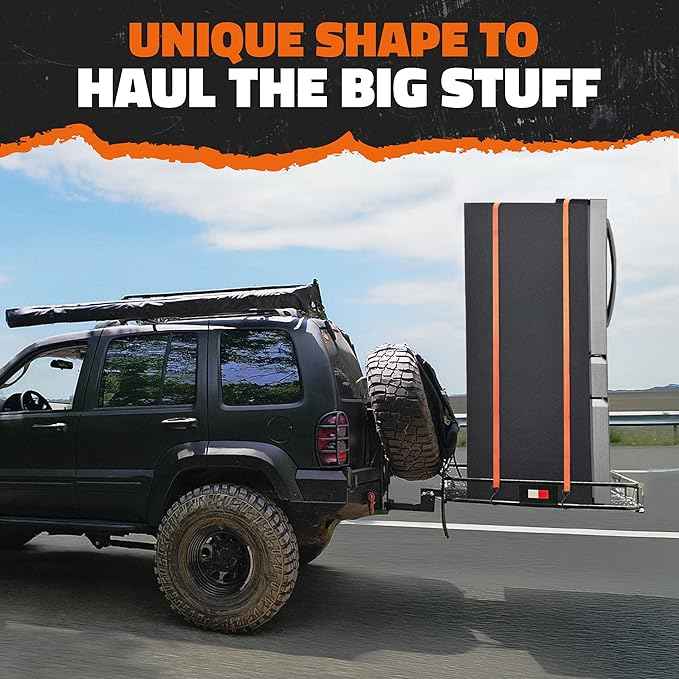 Mockins 40"x40"x6" Extra Deep Square Trailer Hitch Cargo Carrier & 30 CuFt Square Waterproof Cargo Hitch Carrier Bag | 500 Lbs. Capacity Folding Luggage Rack for SUV Car Truck RV & More w/Accessories