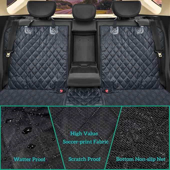 Dog Car Seat Cover for Back Seat Cover,Non Stick Fur Rear Seat Protector for Pet,Nonslip Waterproof Durable Universal Fit Interior Backseat Covers for Auto Van SUV