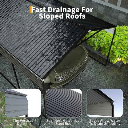 12x20 FT Metal Carport, Heavy Duty Carports Canopy with Galvanized Steel Frame & Roof, Outdoor Garage Car Port for All-Weather, Outdoor Galvanized Shelter for Car, Boats and Truck