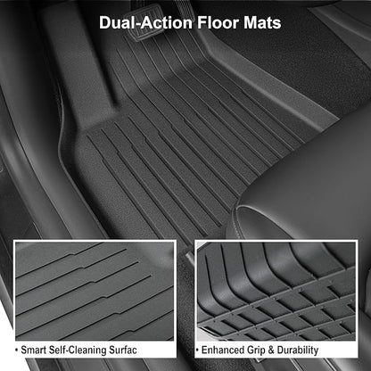 SUPER LINER Tesla Model Y Floor Mats 2025 2026 | Custom Fit All-Weather 12-Piece Set TPE Material| Model Y Juniper Floor Mats Back Seat Protector,Cargo Liner, Trunk & Interior Accessories 5-seat
