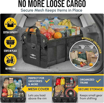 XL Modular Trunk Organizer System – 4 Section Extra Large Car Cargo Organizer for SUVs, Trucks & Cars – Foldable Multi-Compartment Storage, Heavy Duty 1680D Oxford – Black