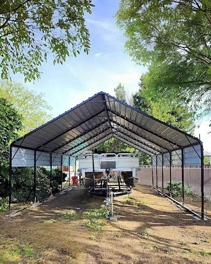 GarveeLife 20'x25'x13' Metal Carport for 2 Cars, Heavy Duty Car Ports with Reinforced Frame, Tall Metal Car Ports for Bass Boats, Full-Sized Pickup Trucks, and Tractors