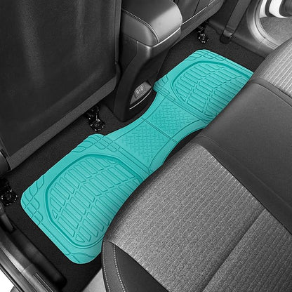 CARBELLA Heavy Duty Rubber 4-Piece Teal Car Floor Mats - Universal Trimmable All-Weather Car Accessories - Girl Car Accessories for Women & Cute Car Mats for Women for Girly Car Decor, Truck, & SUV