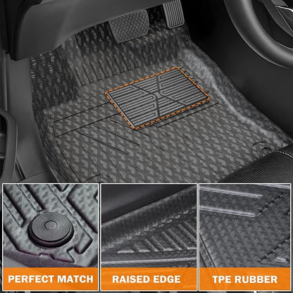 KUST Floor Mats for 2022-2026 Honda Civic Sedan Hatchback Si Accessories (Without USB Port, Not for Hybrid), All Weather Car Mats 2 Rows Floor Liners, TPE Rubber, Raised Edge, Extra Heel Pad Plate