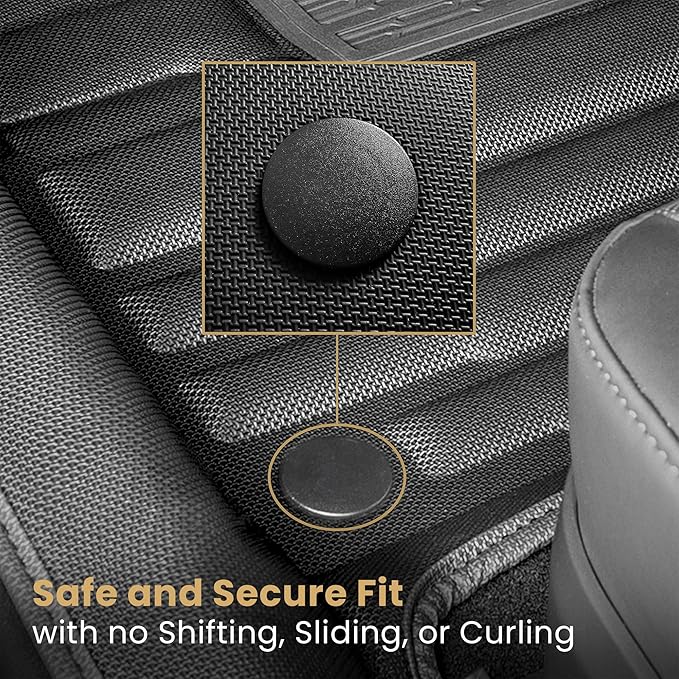 TuxMat - for Tesla Model Y 5-Seater 2026 Models - Custom Car Mats - Maximum Coverage, All Weather, Laser Measured - This Full Set Includes 1st and 2nd Rows