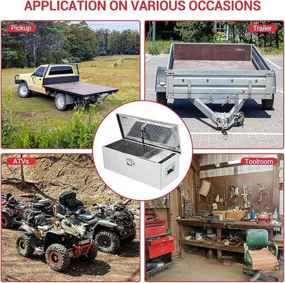 Garvee 30 Inch Aluminum Truck Tool Box, Heavy Duty Truck Bed Storage Box with Side Handle and Lock Keys, Waterproof Tool Boxes Organizer Chest for Pick Up Truck Rv Trailer, Silver