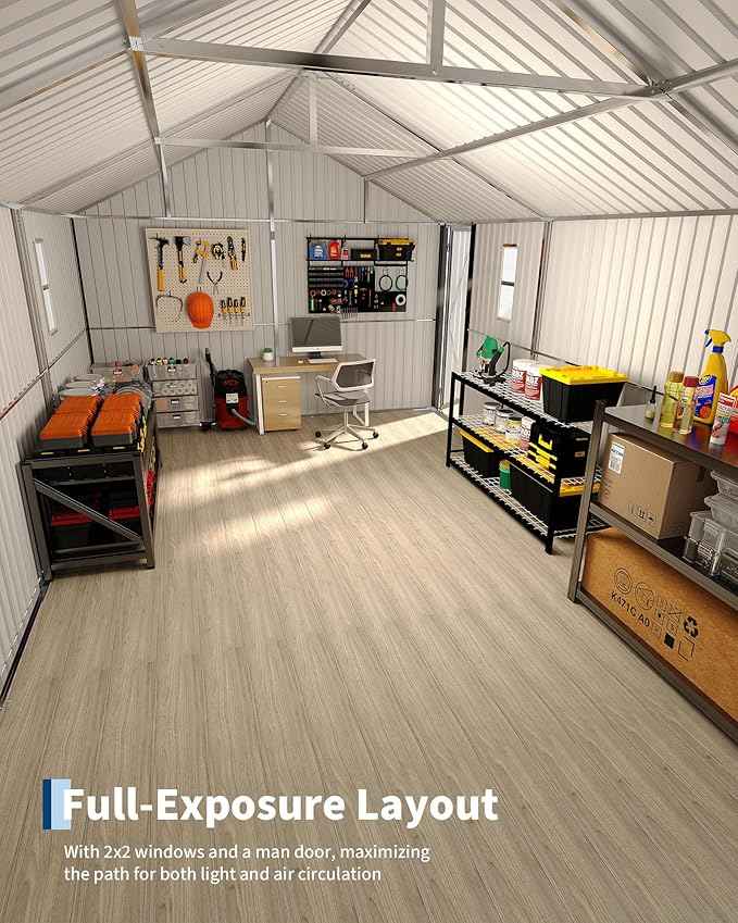 Garvee 10x20 ft Enclosed Metal Carport, Car Port with Vertical Steel Roof for All-Weather Use, Metal Shed with Man Door for Sedans & SUV, Gray