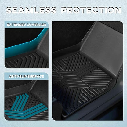 KARPAL Floor Mats for Tesla Model Y 2021-2024 5-Seater (Not Fit 7 Seats), All Weather TPE Floor Liners 1st & 2nd Row, Model Y Accessories 3PCS