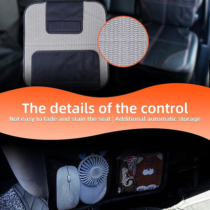 Amooca Car Seat Protector Durable Oxford Fabric and Faux Leather Seat Cover Protection Mat Universal Fit for Vehicles with Mesh Storage Pockets Pure Black Black 2 Pack